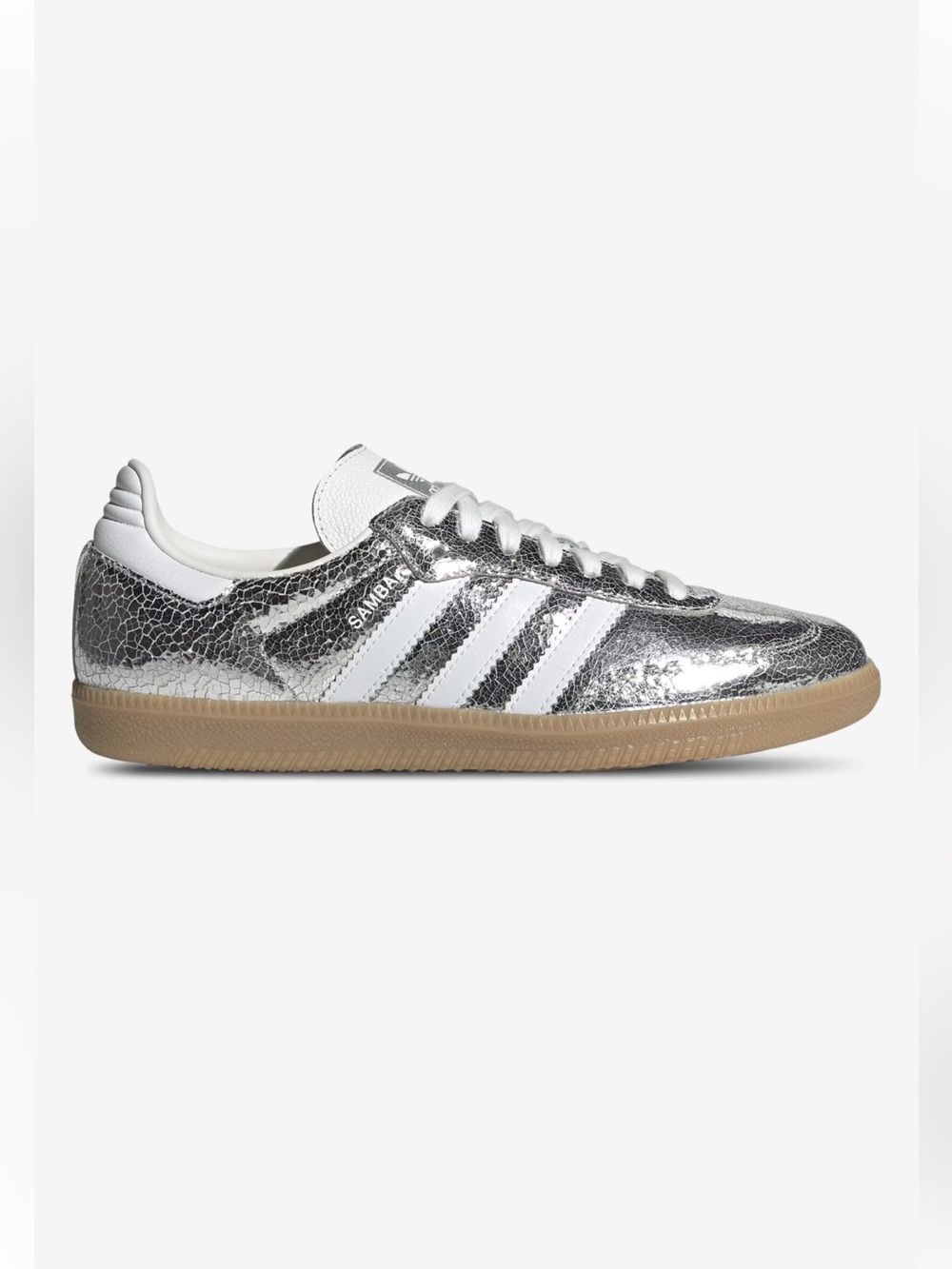 Adidas Samba OG W Silver Metallic Cracked Leather Sneakers NWT Size 7 Sold Out - Picture 1 of 8